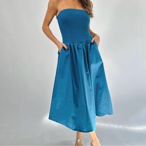 NWT Blue Strapless Dress